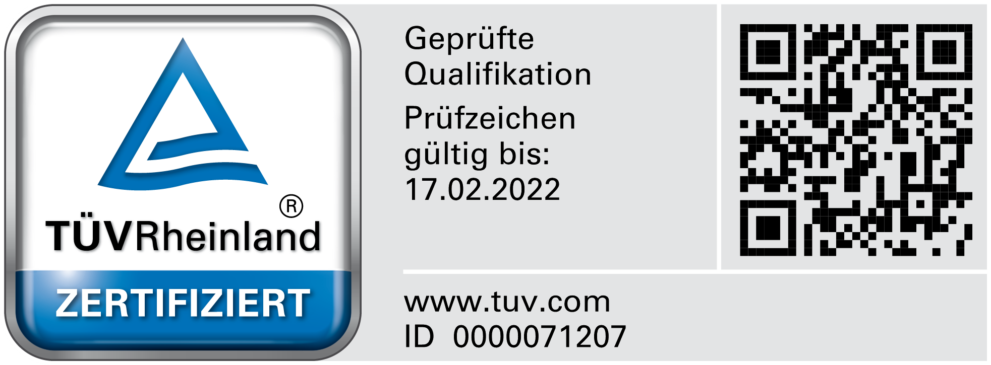 TÜV Rheinland zertifizierte Qualifikation